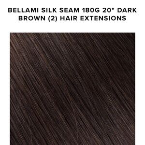 BELLAMI SILK SEAM 180G 20" DARK BROWN (2) HAIR EXTENSIONS w/ CARRIER & HANGER